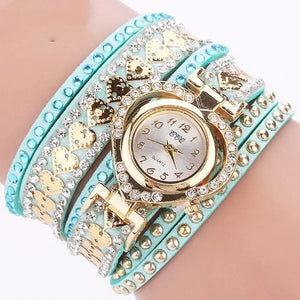 Planet Gates black Luxury Women Heart Dial Shiny Design Quality Women Quartz Watch Fashion Rhinestone Bracelet Wrap Strap Women Watch Gifts