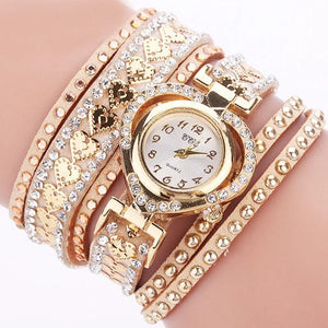 Planet Gates black Luxury Women Heart Dial Shiny Design Quality Women Quartz Watch Fashion Rhinestone Bracelet Wrap Strap Women Watch Gifts