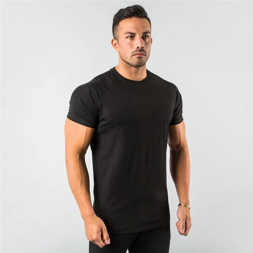 Planet Gates Black / M New Fashion Plain Tops Tees Fitness Mens T Shirt Short Sleeve Muscle Joggers Bodybuilding Tshirt Male Gym Clothes Slim Fit Shirt