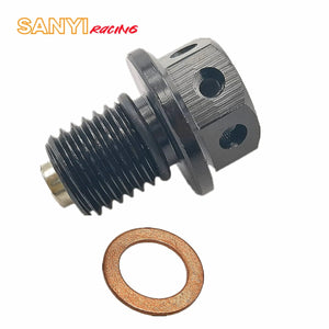 Planet Gates black M12x1.5 Magnetic Engine Oil Drain Plug and Washer Gasket For Honda CRF XR Z50 CR80 50cc 90/110/125/140/150CC Pit Dirt Bike