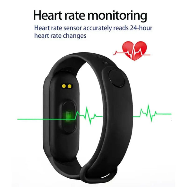 Planet Gates black M6 Smart Watch Men Women Fitness Smart Bracelet Sports Band Heart Rate Blood Pressure Monitor Waterproof Multi-function Watches