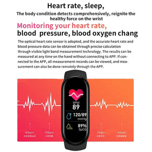 Planet Gates black M6 Smart Watch Men Women Fitness Smart Bracelet Sports Band Heart Rate Blood Pressure Monitor Waterproof Multi-function Watches