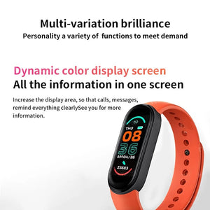 Planet Gates black M6 Smart Watch Men Women Fitness Smart Bracelet Sports Band Heart Rate Blood Pressure Monitor Waterproof Multi-function Watches