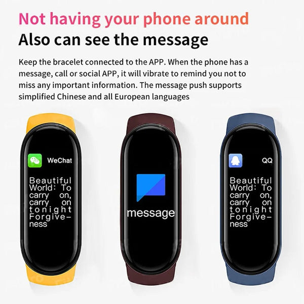 Planet Gates black M6 Smart Watch Men Women Fitness Smart Bracelet Sports Band Heart Rate Blood Pressure Monitor Waterproof Multi-function Watches