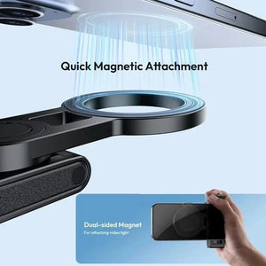 Planet Gates Black Magnetic Phone Tripod Wireless Phone Grip Selfie Stick Desktop Tripod for iPhone 16 15 14 13 12 Pro Max For Samsung phone holder