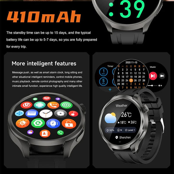 Planet Gates Black mesh belt / For HUAWEI GT5 Watch For HUAWEI GT5 Watch Outdoor Sports Smart Watch Men AMOLED Screen NFC GPS Compass IP68 Waterproof Bluetooth Call SmartWatch Man