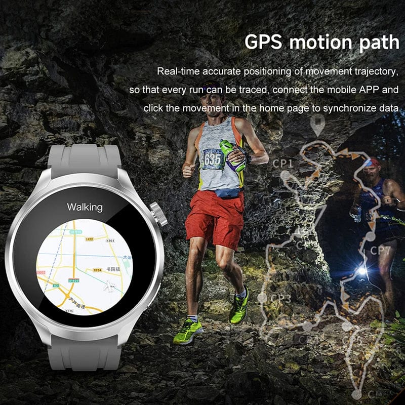 Planet Gates Black mesh belt / For HUAWEI GT5 Watch For HUAWEI GT5 Watch Outdoor Sports Smart Watch Men AMOLED Screen NFC GPS Compass IP68 Waterproof Bluetooth Call SmartWatch Man