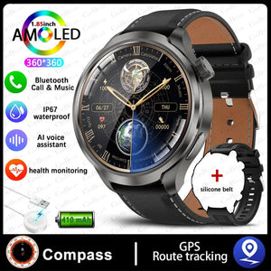 Planet Gates Black mesh belt / For HUAWEI GT5 Watch For HUAWEI GT5 Watch Outdoor Sports Smart Watch Men AMOLED Screen NFC GPS Compass IP68 Waterproof Bluetooth Call SmartWatch Man