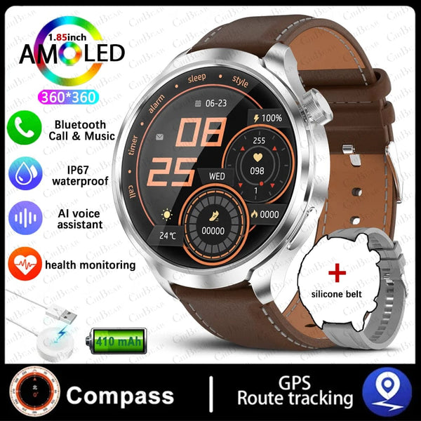 Planet Gates Black mesh belt / For HUAWEI GT5 Watch For HUAWEI GT5 Watch Outdoor Sports Smart Watch Men AMOLED Screen NFC GPS Compass IP68 Waterproof Bluetooth Call SmartWatch Man