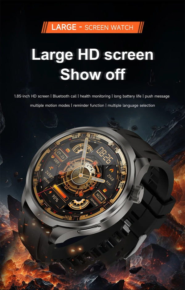 Planet Gates Black mesh belt / For HUAWEI GT5 Watch For HUAWEI GT5 Watch Outdoor Sports Smart Watch Men AMOLED Screen NFC GPS Compass IP68 Waterproof Bluetooth Call SmartWatch Man