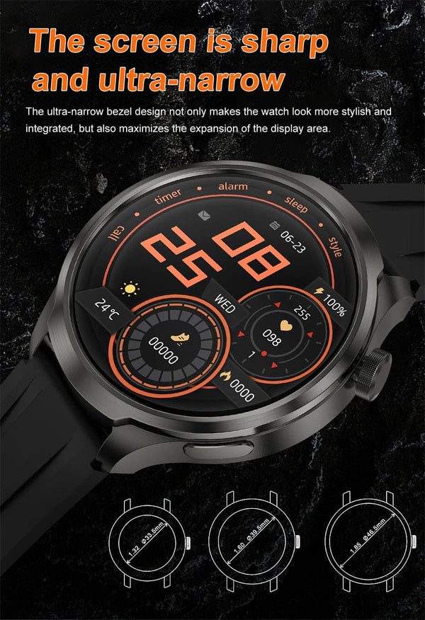 Planet Gates Black mesh belt / For HUAWEI GT5 Watch For HUAWEI GT5 Watch Outdoor Sports Smart Watch Men AMOLED Screen NFC GPS Compass IP68 Waterproof Bluetooth Call SmartWatch Man