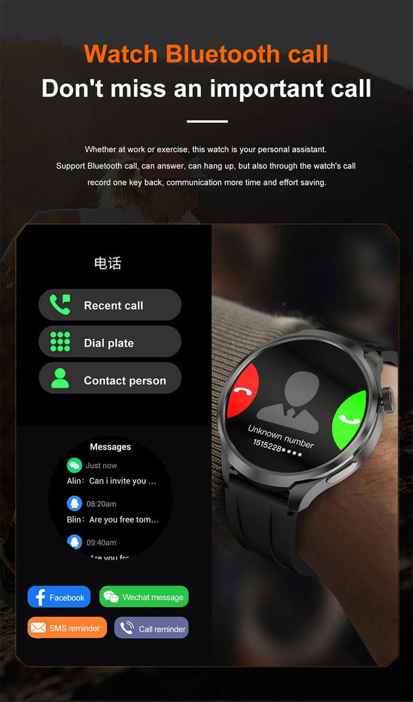 Planet Gates Black mesh belt / For HUAWEI GT5 Watch For HUAWEI GT5 Watch Outdoor Sports Smart Watch Men AMOLED Screen NFC GPS Compass IP68 Waterproof Bluetooth Call SmartWatch Man