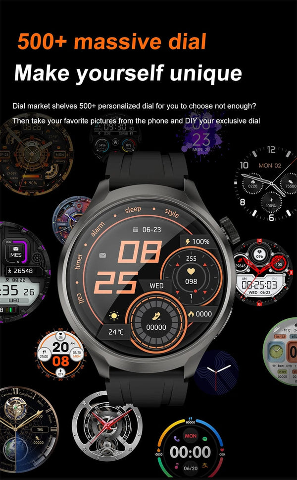 Planet Gates Black mesh belt / For HUAWEI GT5 Watch For HUAWEI GT5 Watch Outdoor Sports Smart Watch Men AMOLED Screen NFC GPS Compass IP68 Waterproof Bluetooth Call SmartWatch Man
