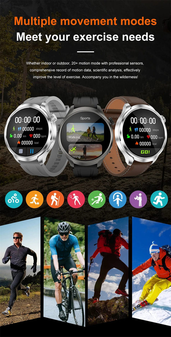 Planet Gates Black mesh belt / For HUAWEI GT5 Watch For HUAWEI GT5 Watch Outdoor Sports Smart Watch Men AMOLED Screen NFC GPS Compass IP68 Waterproof Bluetooth Call SmartWatch Man