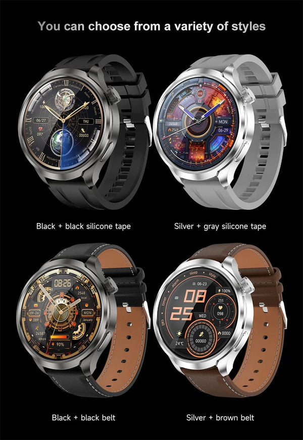 Planet Gates Black mesh belt / For HUAWEI GT5 Watch For HUAWEI GT5 Watch Outdoor Sports Smart Watch Men AMOLED Screen NFC GPS Compass IP68 Waterproof Bluetooth Call SmartWatch Man