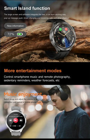 Planet Gates Black mesh belt / For HUAWEI GT5 Watch For HUAWEI GT5 Watch Outdoor Sports Smart Watch Men AMOLED Screen NFC GPS Compass IP68 Waterproof Bluetooth Call SmartWatch Man
