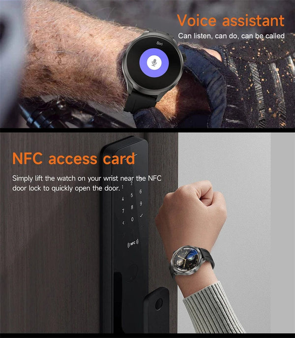 Planet Gates Black mesh belt / For HUAWEI GT5 Watch For HUAWEI GT5 Watch Outdoor Sports Smart Watch Men AMOLED Screen NFC GPS Compass IP68 Waterproof Bluetooth Call SmartWatch Man