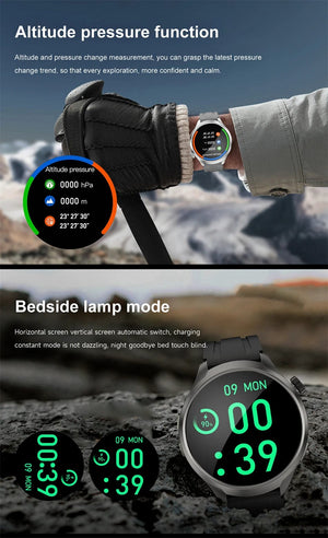 Planet Gates Black mesh belt / For HUAWEI GT5 Watch For HUAWEI GT5 Watch Outdoor Sports Smart Watch Men AMOLED Screen NFC GPS Compass IP68 Waterproof Bluetooth Call SmartWatch Man
