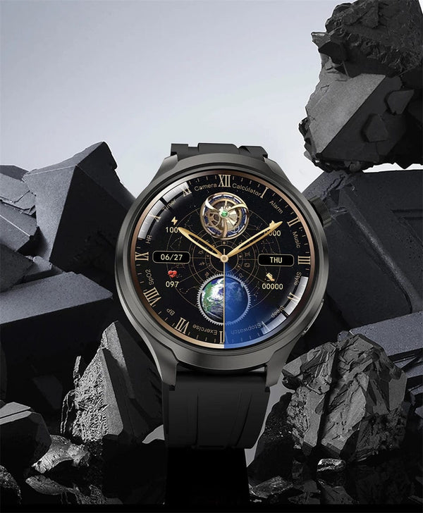 Planet Gates Black mesh belt / For HUAWEI GT5 Watch For HUAWEI GT5 Watch Outdoor Sports Smart Watch Men AMOLED Screen NFC GPS Compass IP68 Waterproof Bluetooth Call SmartWatch Man