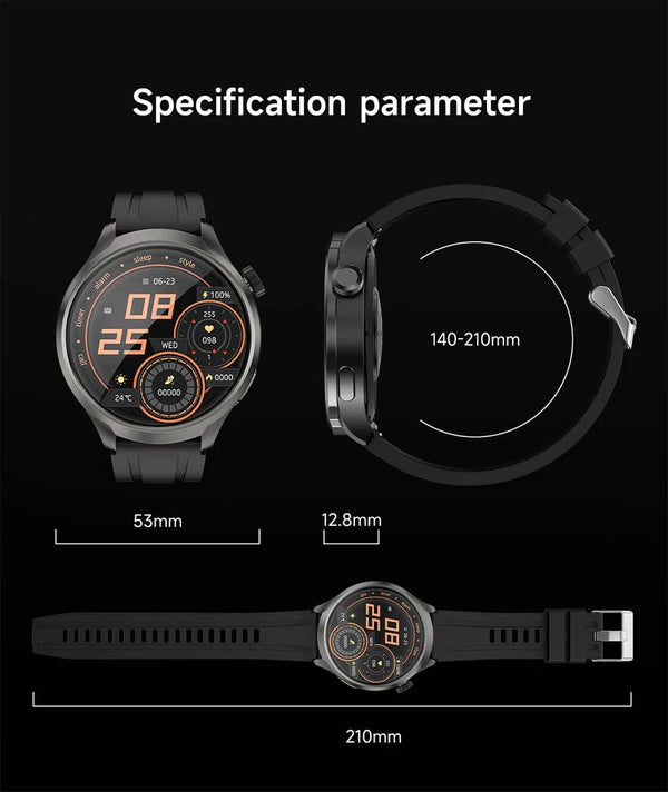 Planet Gates Black mesh belt / For HUAWEI GT5 Watch For HUAWEI GT5 Watch Outdoor Sports Smart Watch Men AMOLED Screen NFC GPS Compass IP68 Waterproof Bluetooth Call SmartWatch Man