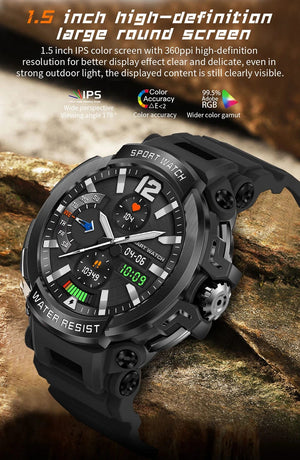 Planet Gates Black MEVADEN 1.5" Bluetooth Call GPS Smart Watch Men 120+ Sports Fitness Tracker Health Monitor Smartwatch for Android IOS 600mAh T90