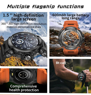 Planet Gates Black MEVADEN 1.5" Bluetooth Call GPS Smart Watch Men 120+ Sports Fitness Tracker Health Monitor Smartwatch for Android IOS 600mAh T90