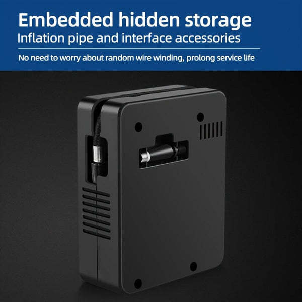 Planet Gates Black Mini Tire Inflator Portable Air Compressor: Car Pump With Pressure Gauge & Light - Perfect For Cars, Motorcycles & Bicycle, Balls