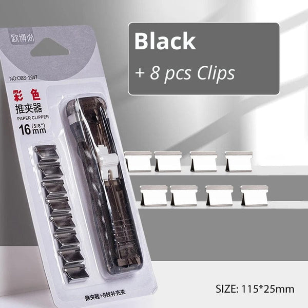 Planet Gates Black Mini Traceless Reusable Hand Clamp Push Stapler Paper Book File Office School Student Binder Binding Tools Supplies Accessories