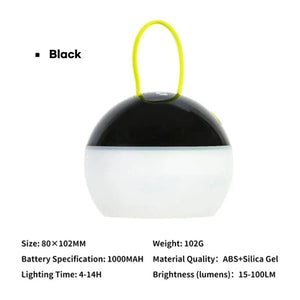 Planet Gates BLACK MOBI GARDEN Camping Ran Camp Lighting LED Lantern Rechargeable Portable