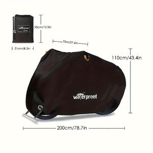 Planet Gates Black Motorcycle Covers, Heavy Duty 210D Waterproof UV Protective Tear Proof Motorbike Cover With Safety Cloth Lock Holes Design
