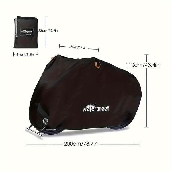 Planet Gates Black Motorcycle Covers, Heavy Duty 210D Waterproof UV Protective Tear Proof Motorbike Cover With Safety Cloth Lock Holes Design