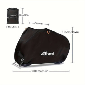 Planet Gates Black Motorcycle Covers, Heavy Duty 210D Waterproof UV Protective Tear Proof Motorbike Cover With Safety Cloth Lock Holes Design