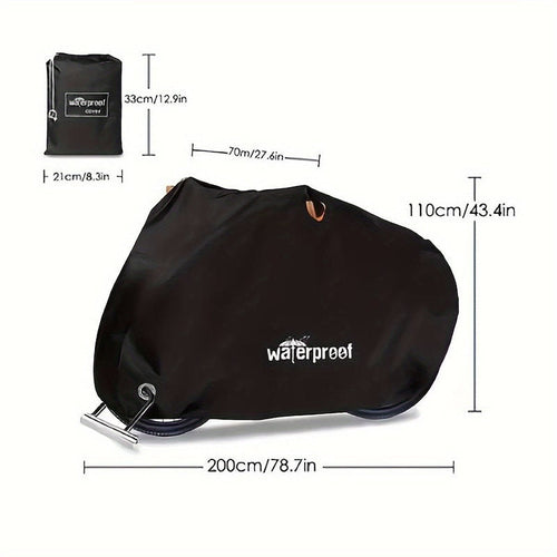 Planet Gates Black Motorcycle Covers, Heavy Duty 210D Waterproof UV Protective Tear Proof Motorbike Cover With Safety Cloth Lock Holes Design