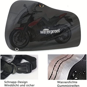 Planet Gates Black Motorcycle Covers, Heavy Duty 210D Waterproof UV Protective Tear Proof Motorbike Cover With Safety Cloth Lock Holes Design