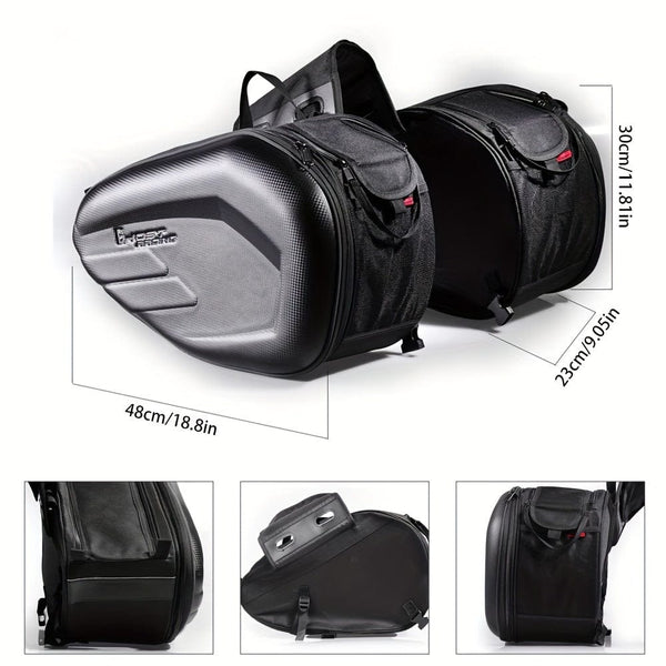 Planet Gates Black Motorcycle Saddlebags, 40L Large Capacity Detachable Side Saddle Bags Motorcycle Panniers Bags With Protective Cover Universal Motorcycle Luggage Bag