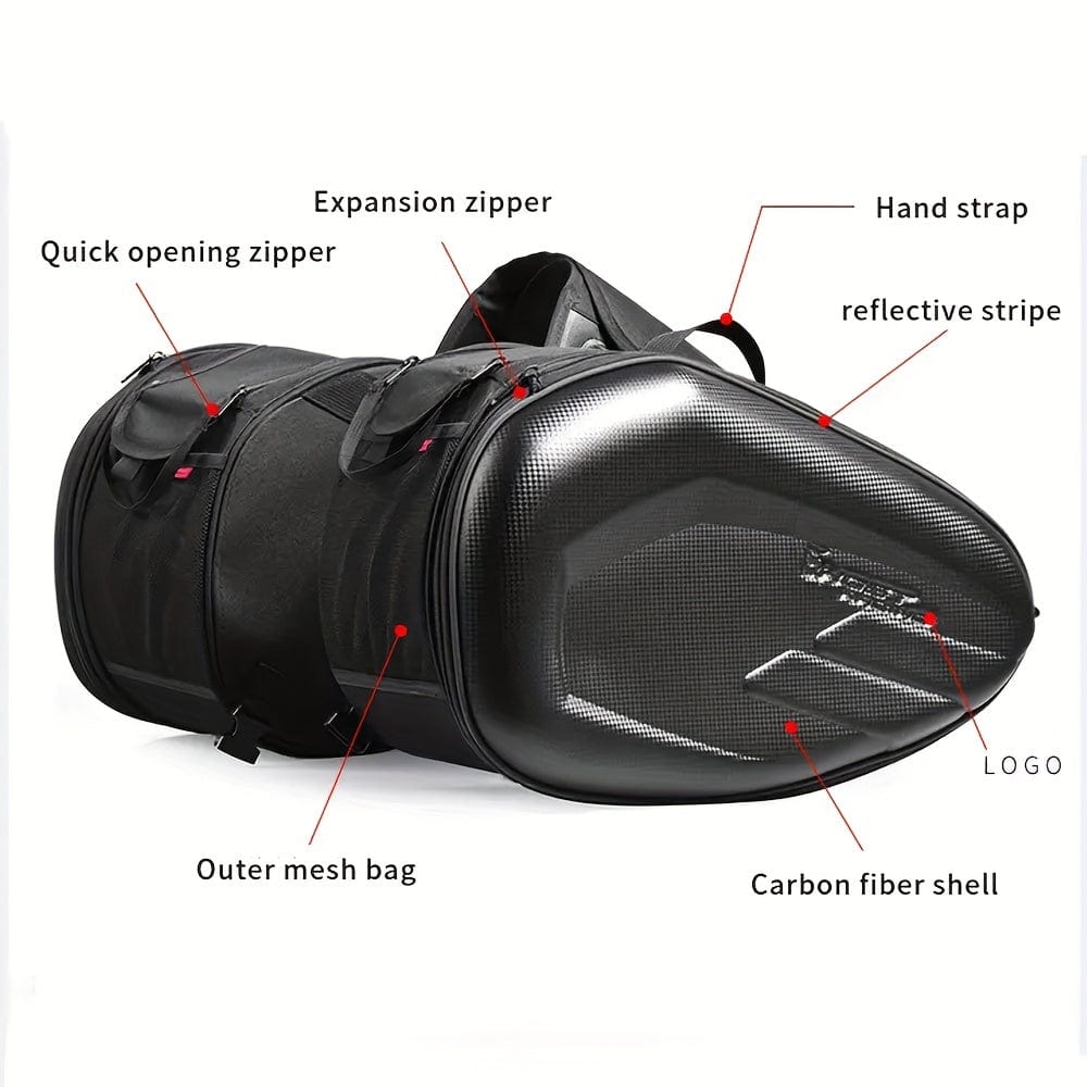 Planet Gates Black Motorcycle Saddlebags, 40L Large Capacity Detachable Side Saddle Bags Motorcycle Panniers Bags With Protective Cover Universal Motorcycle Luggage Bag
