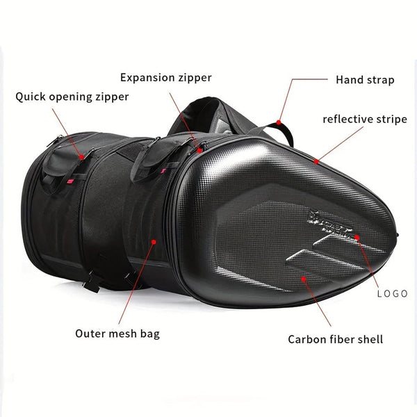 Planet Gates Black Motorcycle Saddlebags, 40L Large Capacity Detachable Side Saddle Bags Motorcycle Panniers Bags With Protective Cover Universal Motorcycle Luggage Bag