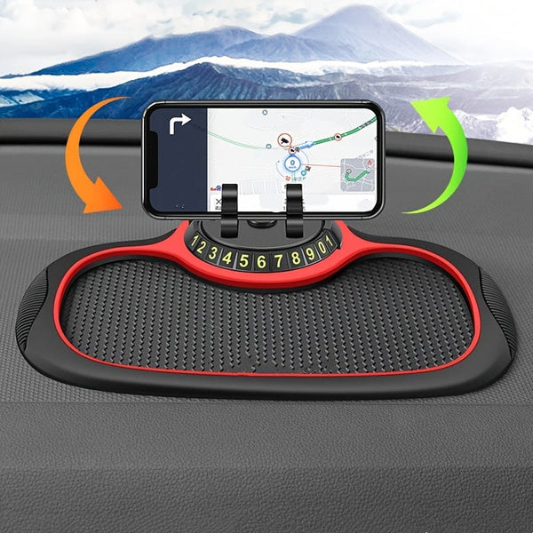 Planet Gates Black Multi-Functional Car Anti-Slip Mat & Phone Mount, 360°rotating Swan Bracket.Silicone Dashboard Car Pad Mat, Instrument Panel Bracket Anti-Slip Mat