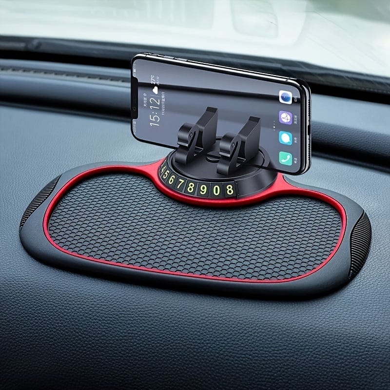 Planet Gates Black Multi-Functional Car Anti-Slip Mat & Phone Mount, 360°rotating Swan Bracket.Silicone Dashboard Car Pad Mat, Instrument Panel Bracket Anti-Slip Mat