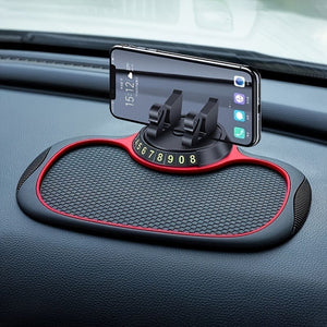Planet Gates Black Multi-Functional Car Anti-Slip Mat & Phone Mount, 360°rotating Swan Bracket.Silicone Dashboard Car Pad Mat, Instrument Panel Bracket Anti-Slip Mat