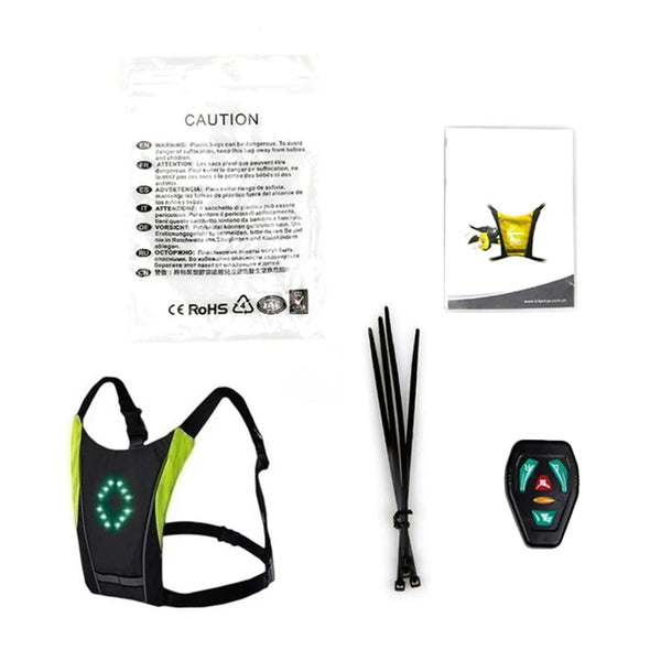 Planet Gates Black New 2023 LED Wireless Cycling Vest 20L MTB Bike Bag Safety LED Turn Signal Light Vest Bicycle Reflective Warning Vests With Remo