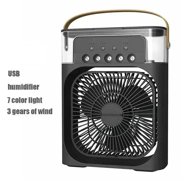 Planet Gates black New 3 In 1 Fan AIr Conditioner Household Mini Air Cooler LED Night Light Portable Humidifier Air Adjustment Fan Office Home Fan