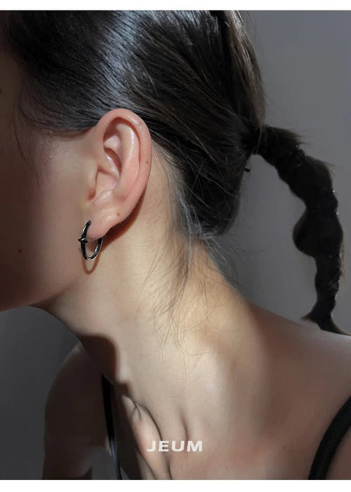 Planet Gates Black New 925 Sterling Silver Earrings Small Star Earrings Female Charm Jewelry Gift hoop earrings for women