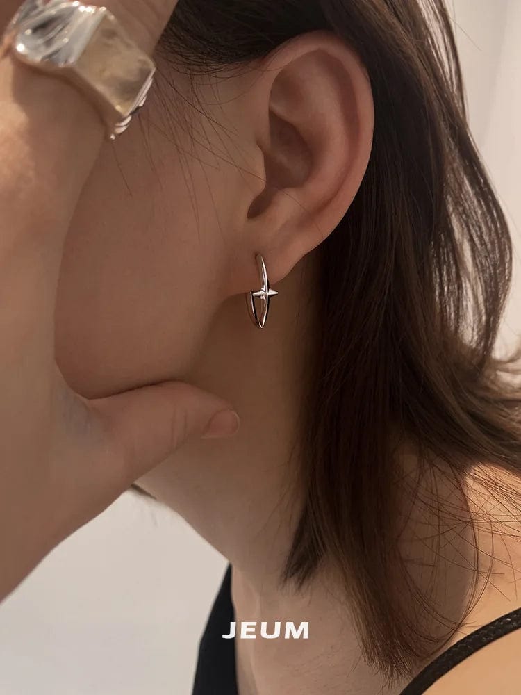 Planet Gates Black New 925 Sterling Silver Earrings Small Star Earrings Female Charm Jewelry Gift hoop earrings for women