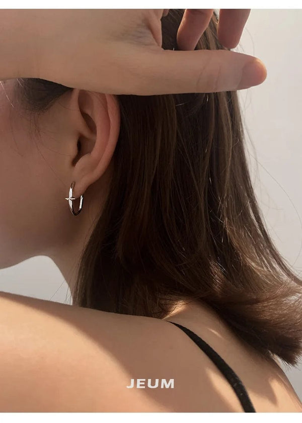 Planet Gates Black New 925 Sterling Silver Earrings Small Star Earrings Female Charm Jewelry Gift hoop earrings for women