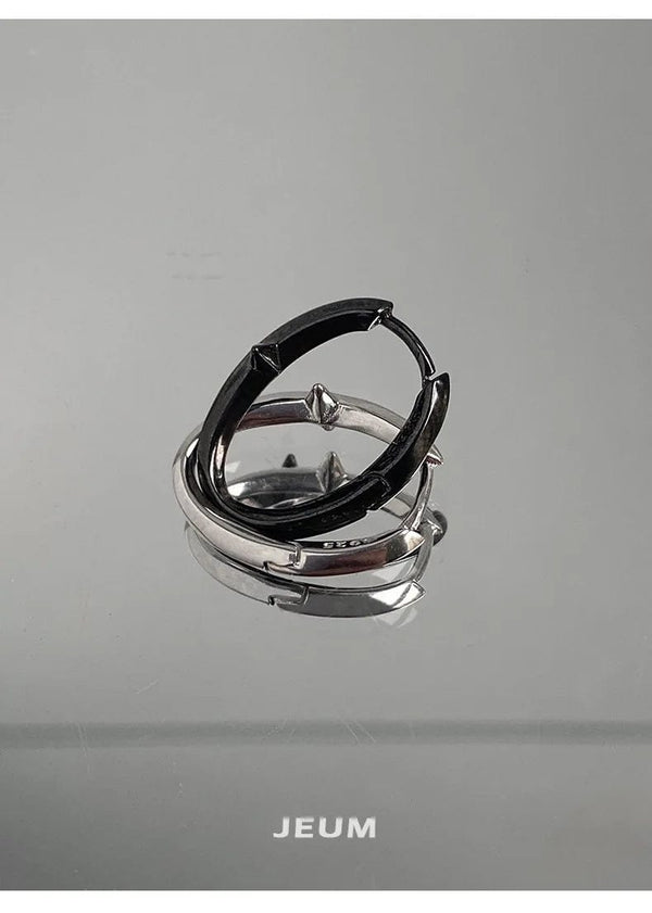 Planet Gates Black New 925 Sterling Silver Earrings Small Star Earrings Female Charm Jewelry Gift hoop earrings for women