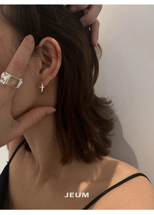 Planet Gates Black New 925 Sterling Silver Earrings Small Star Earrings Female Charm Jewelry Gift hoop earrings for women