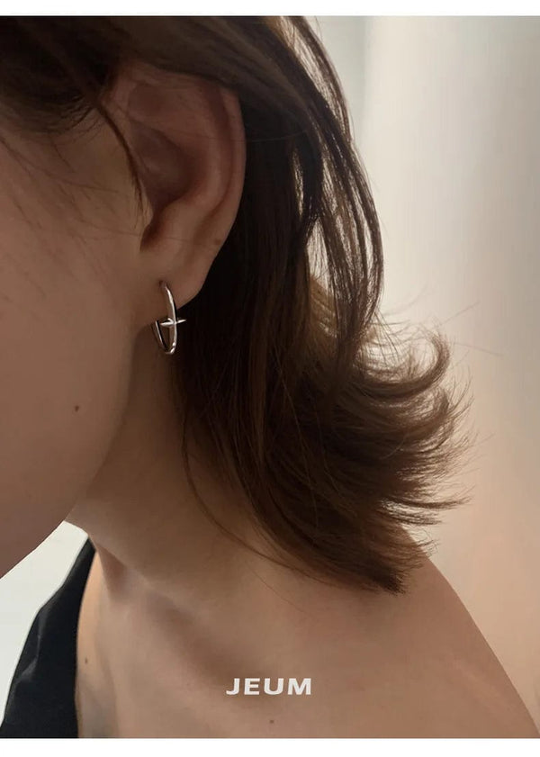 Planet Gates Black New 925 Sterling Silver Earrings Small Star Earrings Female Charm Jewelry Gift hoop earrings for women