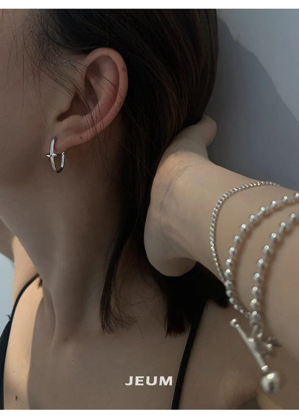 Planet Gates Black New 925 Sterling Silver Earrings Small Star Earrings Female Charm Jewelry Gift hoop earrings for women