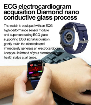 Planet Gates Black New Blood Glucose Health Smartwatch Men ECGPPG Blood Pressure Lipids Uric Acid IP67 Waterproof Sport Bluetooth Call Smart Watch